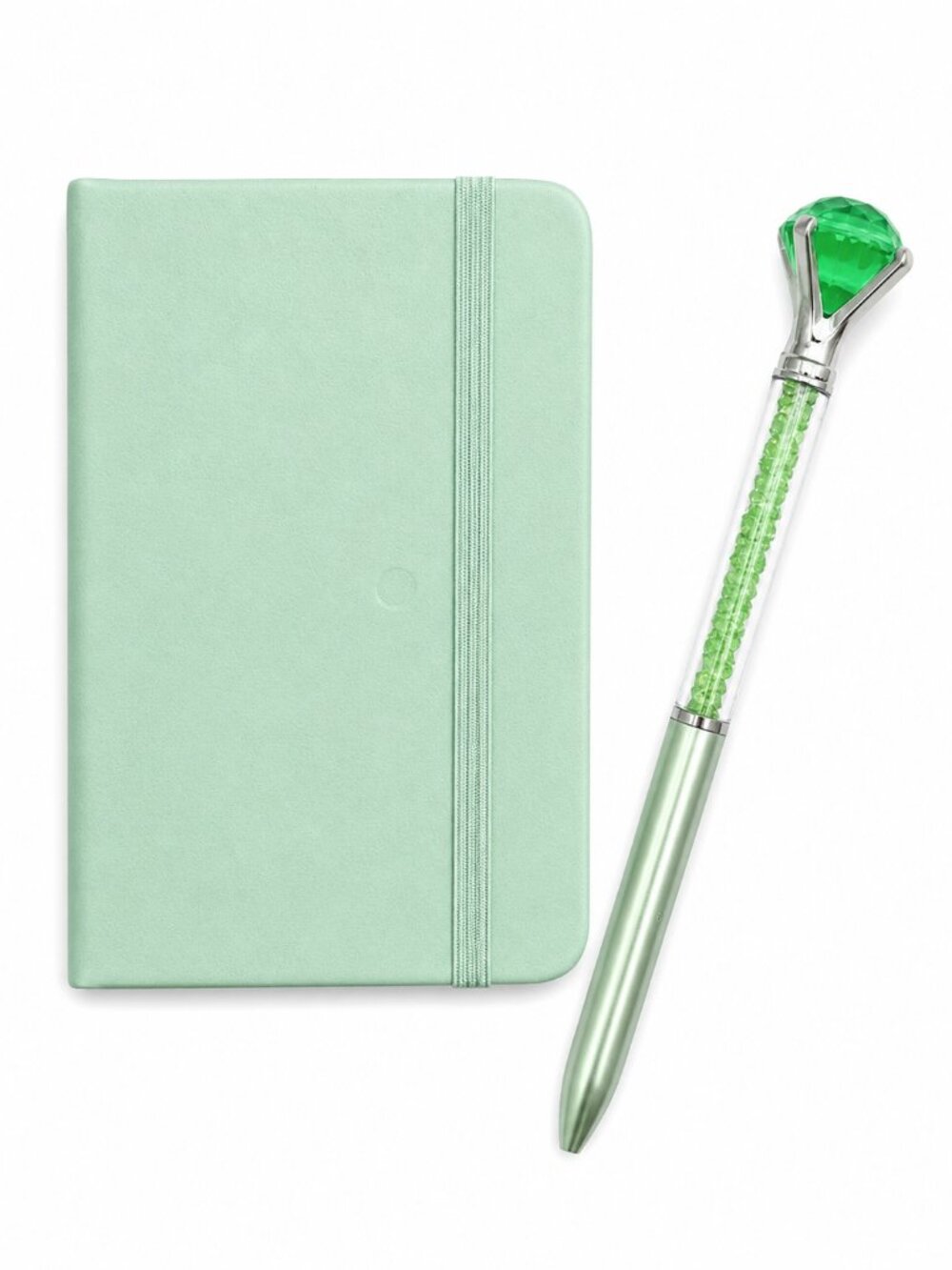 Green A7 Pocket Notebook Journal Crystal Diamond Pen Gift Set Planner NEW